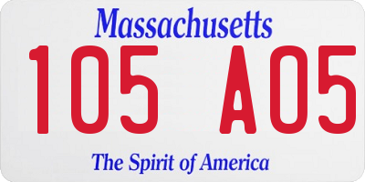 MA license plate 105AO5