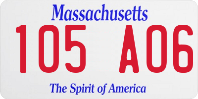MA license plate 105AO6