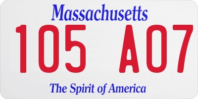 MA license plate 105AO7