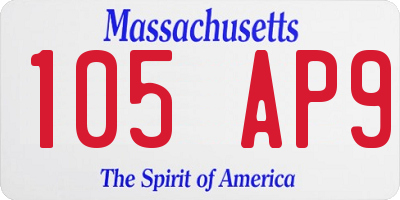 MA license plate 105AP9