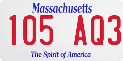 MA license plate 105AQ3