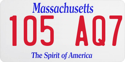 MA license plate 105AQ7