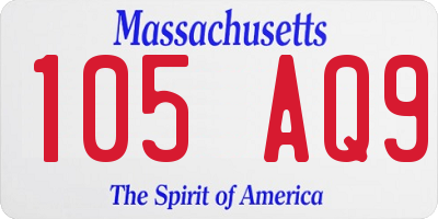 MA license plate 105AQ9