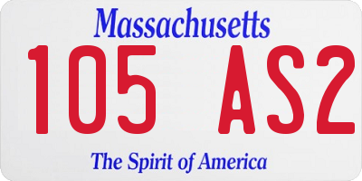 MA license plate 105AS2