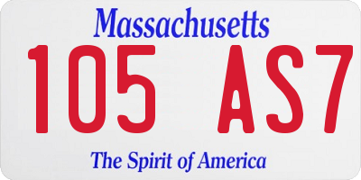 MA license plate 105AS7