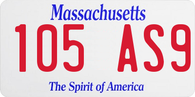 MA license plate 105AS9