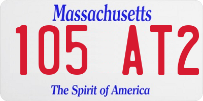 MA license plate 105AT2