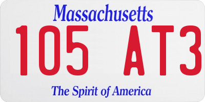 MA license plate 105AT3