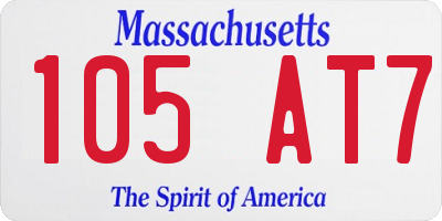 MA license plate 105AT7