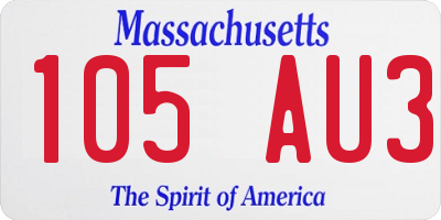 MA license plate 105AU3