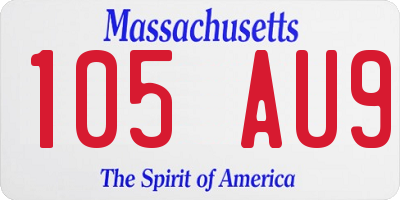 MA license plate 105AU9