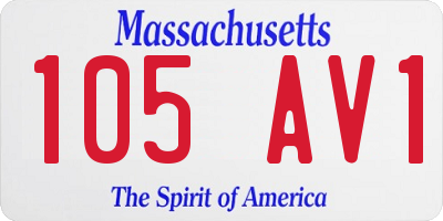 MA license plate 105AV1