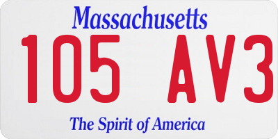 MA license plate 105AV3