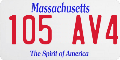MA license plate 105AV4