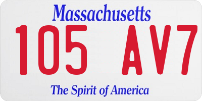 MA license plate 105AV7