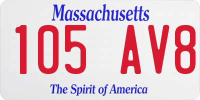 MA license plate 105AV8