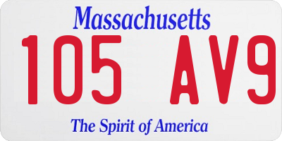 MA license plate 105AV9