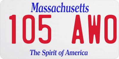 MA license plate 105AW0