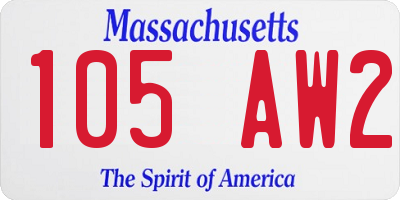 MA license plate 105AW2