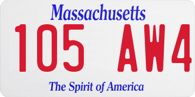 MA license plate 105AW4