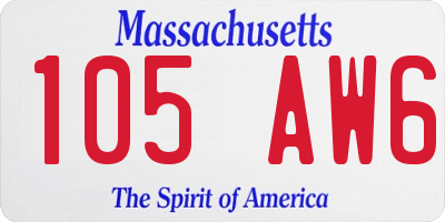 MA license plate 105AW6