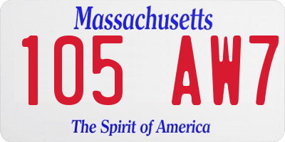 MA license plate 105AW7
