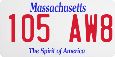 MA license plate 105AW8