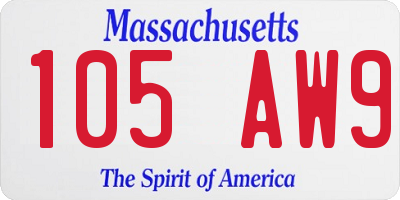 MA license plate 105AW9