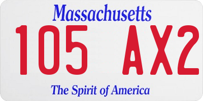 MA license plate 105AX2