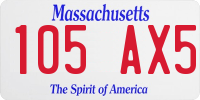 MA license plate 105AX5