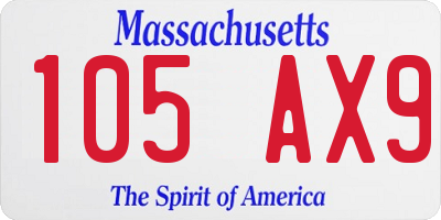 MA license plate 105AX9
