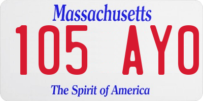 MA license plate 105AY0