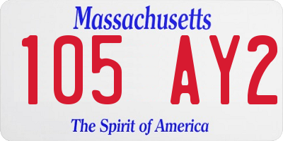 MA license plate 105AY2