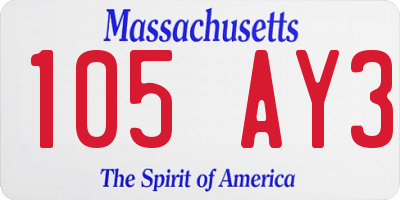 MA license plate 105AY3