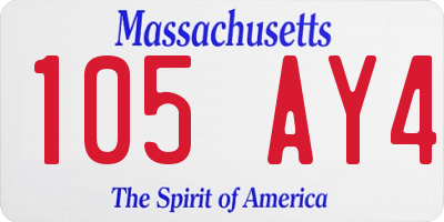 MA license plate 105AY4