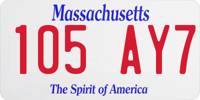 MA license plate 105AY7