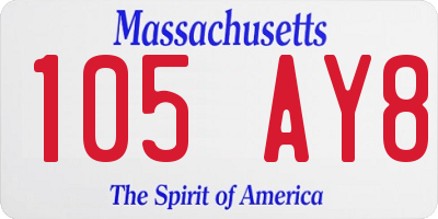 MA license plate 105AY8
