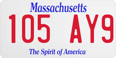 MA license plate 105AY9