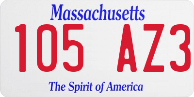 MA license plate 105AZ3