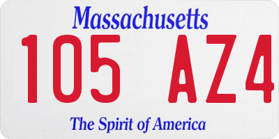 MA license plate 105AZ4
