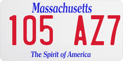 MA license plate 105AZ7