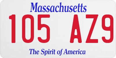 MA license plate 105AZ9