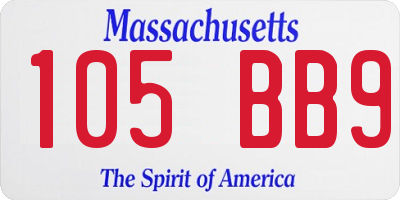 MA license plate 105BB9