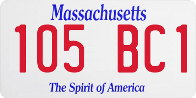 MA license plate 105BC1
