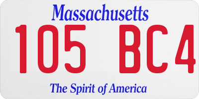 MA license plate 105BC4