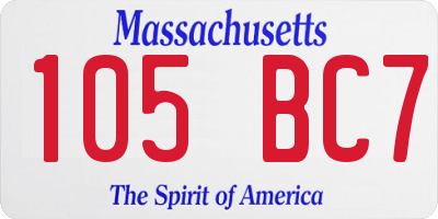 MA license plate 105BC7