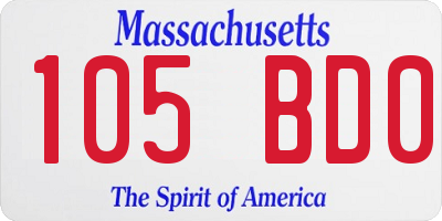 MA license plate 105BD0
