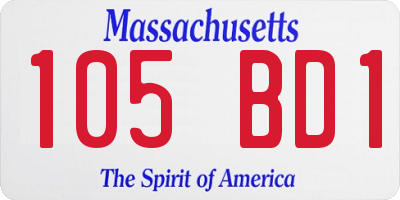 MA license plate 105BD1