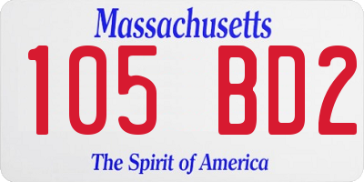 MA license plate 105BD2