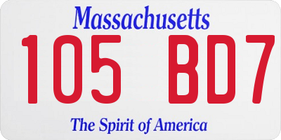 MA license plate 105BD7